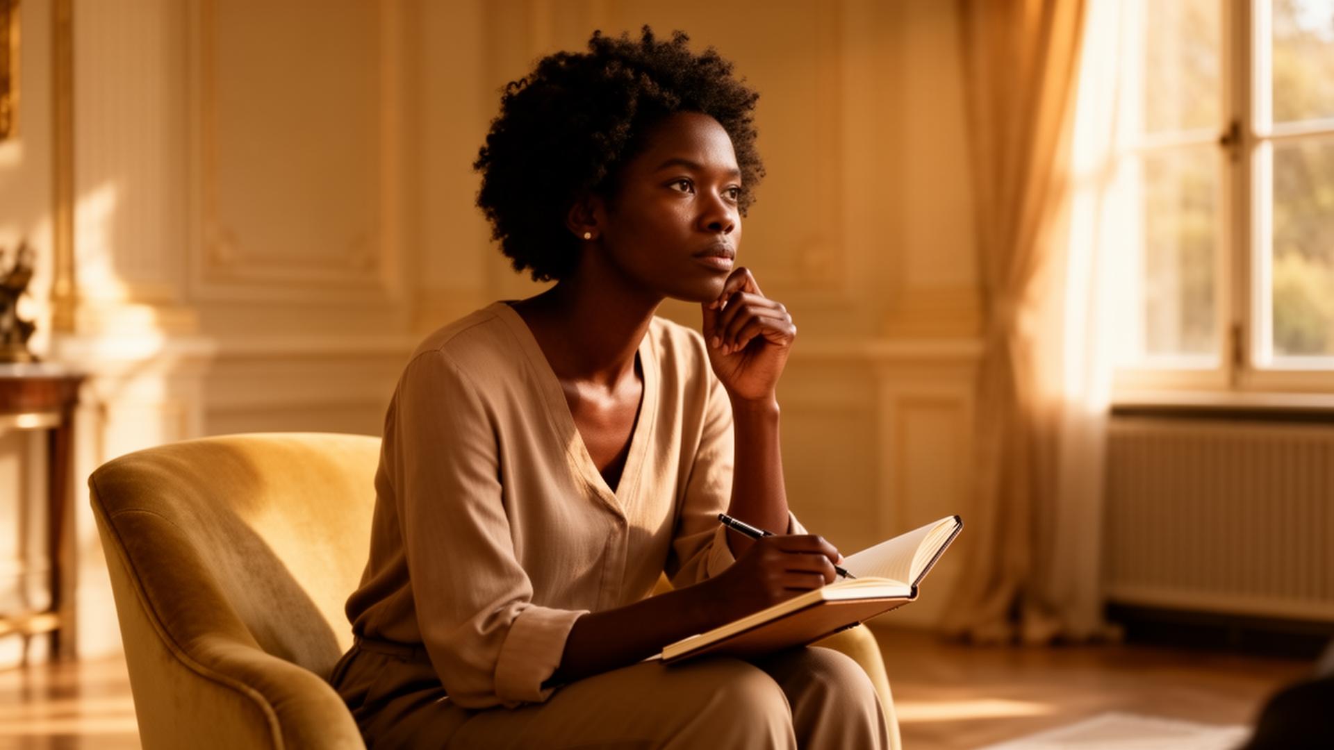 Woman reflecting during a coaching session